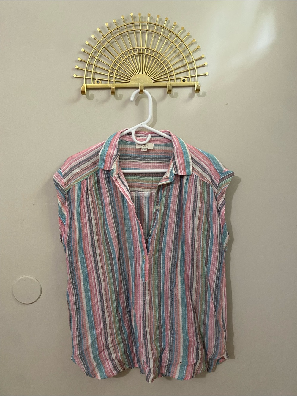 LOFT Striped Sleeveless Top in Pink, Blue, Green